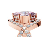 Rose gold Fancy Pink Marquise  Solitaire Twist Band Pavé Diamond Engagement Ring_37