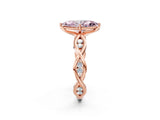 Rose gold Fancy Pink Marquise  Solitaire Twist Band with Leaf Prong Setting 2