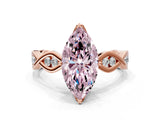 Rose gold Fancy Pink Marquise  Solitaire Twist Band with Leaf Prong Setting