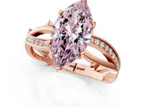 Rose gold Fancy Pink Marquise  Solitaire Twist Band with Pavé Accents and Four-Prong Setting_33