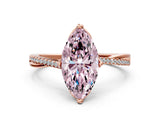 Rose gold Fancy Pink Marquise  Solitaire Twist Band with Pavé Diamonds and Four-Prong Setting_53