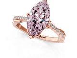 Rose gold Fancy Pink Marquise  Solitaire Twist Band with Pavé Diamonds and Four-Prong Setting_54