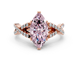 Rose gold Fancy Pink Marquise  Solitaire Twist Band with Pavé Setting and Four-Prong Setting_17