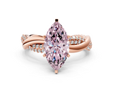 Rose gold Fancy Pink Marquise  Solitaire Twist Band with Pave Prong Setting_28