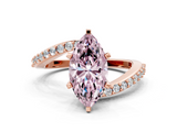 Rose gold Fancy Pink Marquise  Solitaire Twist Band with Pave Set Diamonds and Four-Prong Setting_127