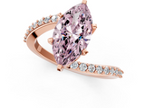 Rose gold Fancy Pink Marquise  Solitaire Twist Band with Pave Set Diamonds and Four-Prong Setting_128