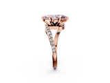 Rose gold Fancy Pink Marquise  Solitaire Twist Band with Pave Set Diamonds and Four-Prong Setting_129