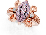 Rose gold Fancy Pink Marquise  Solitaire Twisted Band Scroll Prong Ring_33