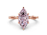 Rose gold Fancy Pink Marquise  Solitaire Twisted Band with Bead Prong Setting_302