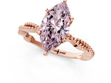Rose gold Fancy Pink Marquise  Solitaire Twisted Band with Bead Prong Setting_303