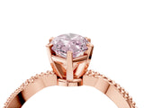 Rose gold Fancy Pink Marquise  Solitaire Twisted Band with Bead Prong Setting_306