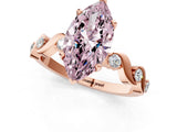 Rose gold Fancy Pink Marquise  Solitaire Twisted Band with Prong Setting 4