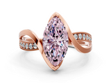 Rose gold Fancy Pink Marquise  Solitaire Twisted Band with Prong Setting_3