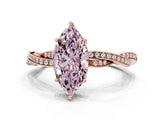 Rose gold Fancy Pink Marquise  Solitaire Twisted Pave Diamond Ring with Four-Prong Setting_115