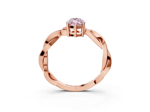 Rose gold Fancy Pink Marquise  Solitaire Twisted Pave Diamond Ring with Four-Prong Setting