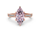 Rose gold Fancy Pink Marquise  Solitaire with Pavé Band and Four-Prong Setting_298