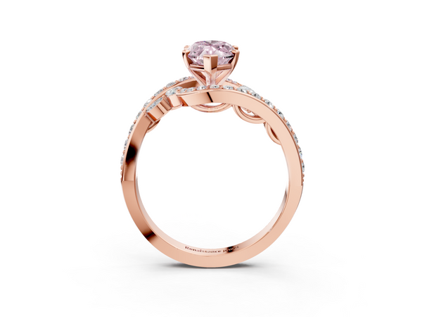 Rose gold Fancy Pink Marquise  Solitaire with Pavé Twist Band and Four-Prong Setting