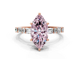 Rose gold Fancy Pink Marquise  Solitaire with Side Baguettes and Channel Set Band_39