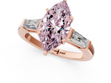 Rose gold Fancy Pink Marquise  Solitaire with Tapered Baguette Side Stones on a Classic Band with Four-Prong Setting_103