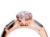 Rose gold Fancy Pink Marquise  Solitaire with Tapered Baguette Side Stones on a Classic Band with Four-Prong Setting_106