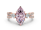 Rose gold Fancy Pink Marquise  Three-Stone Diamond Ring with Pavé Split Shank and Four-Prong Setting_62