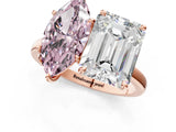 Rose gold Fancy Pink Marquise  and Emerald Cut Toi Moi Ring with Prong Setting_47