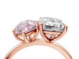 Rose gold Fancy Pink Marquise  and Emerald Cut Toi Moi Ring with Prong Setting_50