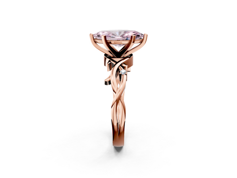 Rose gold Fancy Pink Marquise cut Solitaire Twisted Band Prong Setting Ring_175