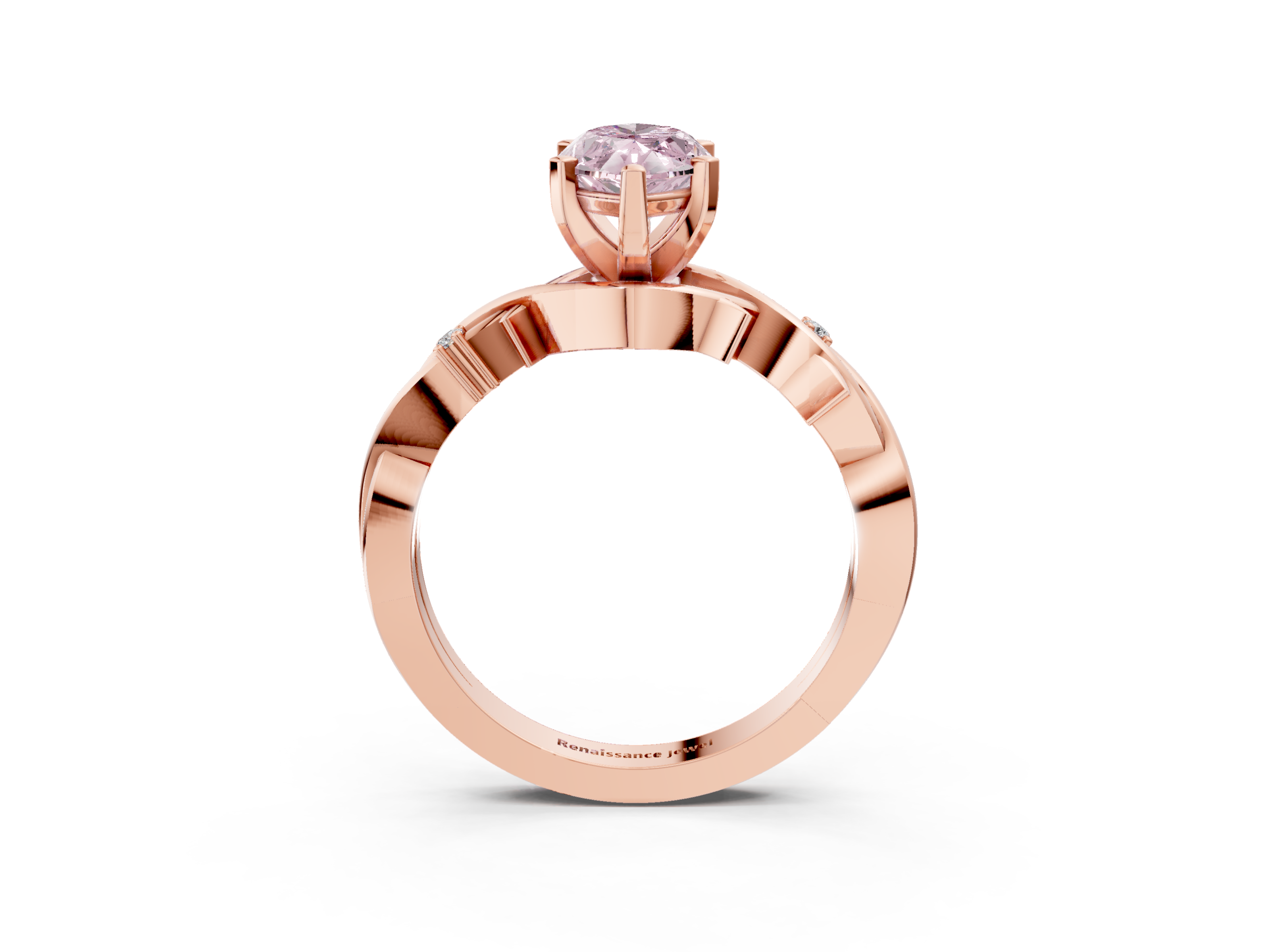 Rose gold Fancy Pink Marquise cut Solitaire Twisted Band Prong Setting Ring_176