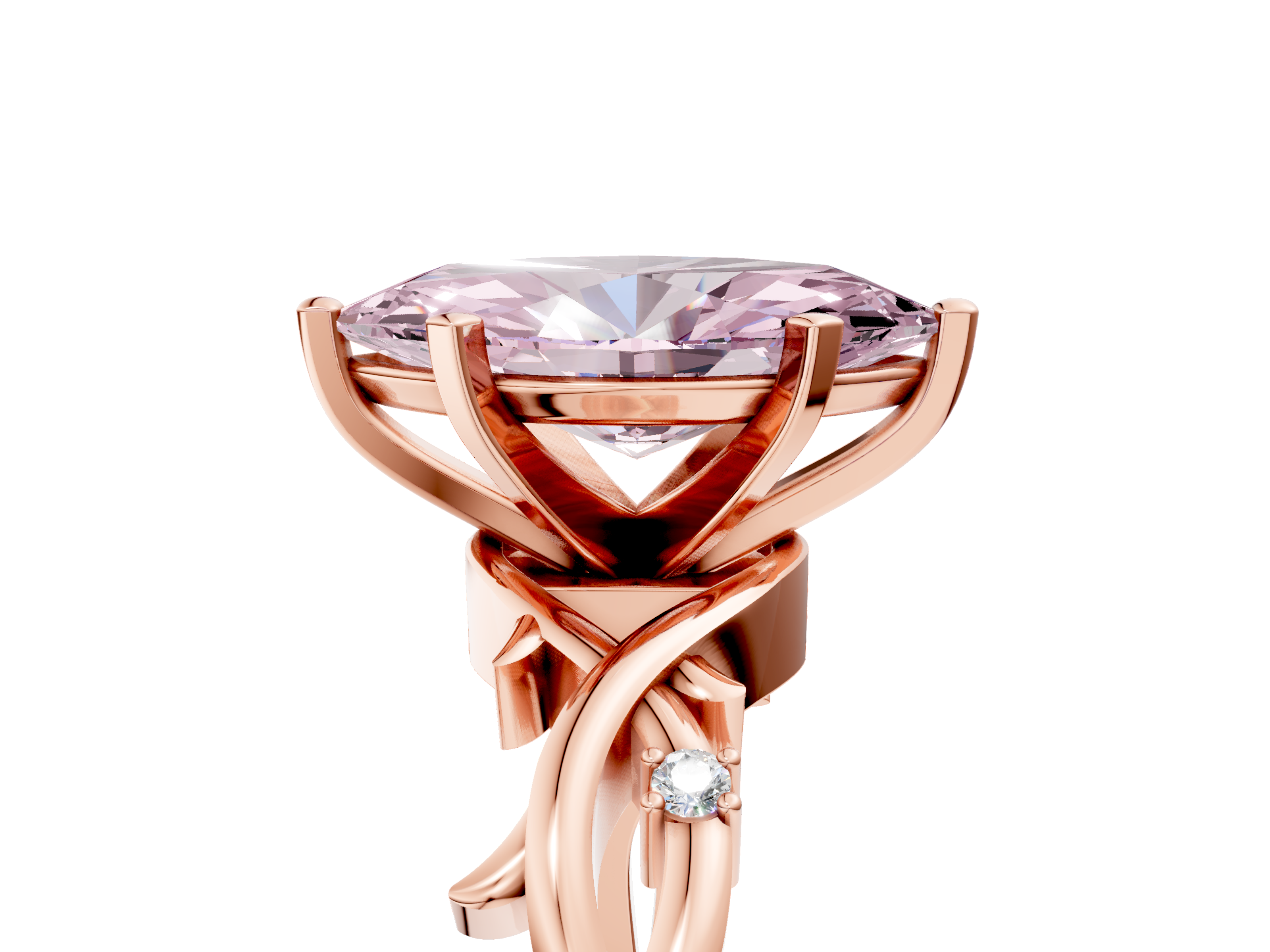 Rose gold Fancy Pink Marquise cut Solitaire Twisted Band Prong Setting Ring_178