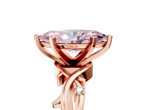 Rose gold Fancy Pink Marquise cut Solitaire Twisted Band Prong Setting Ring_178
