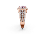 Rose gold Fancy Pink Oval -Cut Halo Diamond Ring with Split Shank and Four-Prong Setting_73