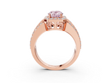 Rose gold Fancy Pink Oval -Cut Halo Diamond Ring with Split Shank and Four-Prong Setting_74