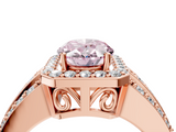 Rose gold Fancy Pink Oval -Cut Halo Diamond Ring with Split Shank and Four-Prong Setting_75