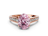 Rose gold Fancy Pink Oval  Brilliant Cut Diamond Engagement Ring with Pavé Band and Four-Prong Setting_49