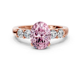 Rose gold Fancy Pink Oval  Brilliant Cut Diamond Five-Stone Prong Set Engagement Ring with Channel Band_3