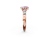 Rose gold Fancy Pink Oval  Brilliant Cut Diamond Five-Stone Prong Set Engagement Ring with Channel Band_5