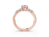 Rose gold Fancy Pink Oval  Brilliant Cut Diamond Five-Stone Prong Set Engagement Ring with Channel Band_6