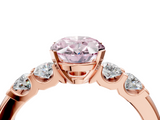 Rose gold Fancy Pink Oval  Brilliant Cut Diamond Five-Stone Prong Set Engagement Ring with Channel Band_7