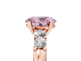 Rose gold Fancy Pink Oval  Brilliant Cut Diamond Five-Stone Prong Set Engagement Ring with Channel Band_8