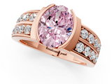 Rose gold Fancy Pink Oval  Brilliant Diamond Channel Set Wide Band Ring with Bezel Setting_56