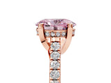 Rose gold Fancy Pink Oval  Brilliant Diamond Solitaire with Pavé Band and Four-Prong Setting 1