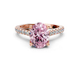 Rose gold Fancy Pink Oval  Brilliant Diamond Solitaire with Pavé Band and Four-Prong Setting 2