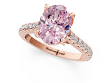 Rose gold Fancy Pink Oval  Brilliant Diamond Solitaire with Pavé Band and Four-Prong Setting 3