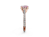 Rose gold Fancy Pink Oval  Brilliant Diamond Solitaire with Pavé Band and Four-Prong Setting 4