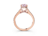 Rose gold Fancy Pink Oval  Brilliant Diamond Solitaire with Pavé Band and Four-Prong Setting 5