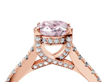 Rose gold Fancy Pink Oval  Brilliant Diamond Solitaire with Pavé Band and Four-Prong Setting