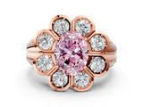 Rose gold Fancy Pink Oval  Brilliant Flower Halo Diamond Split Shank Ring_39
