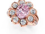 Rose gold Fancy Pink Oval  Brilliant Flower Halo Diamond Split Shank Ring_40