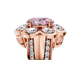 Rose gold Fancy Pink Oval  Brilliant Flower Halo Diamond Split Shank Ring_44